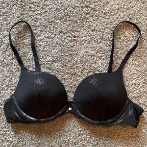 AdoreMe bra and panty set, black with rose gold, 36B, L